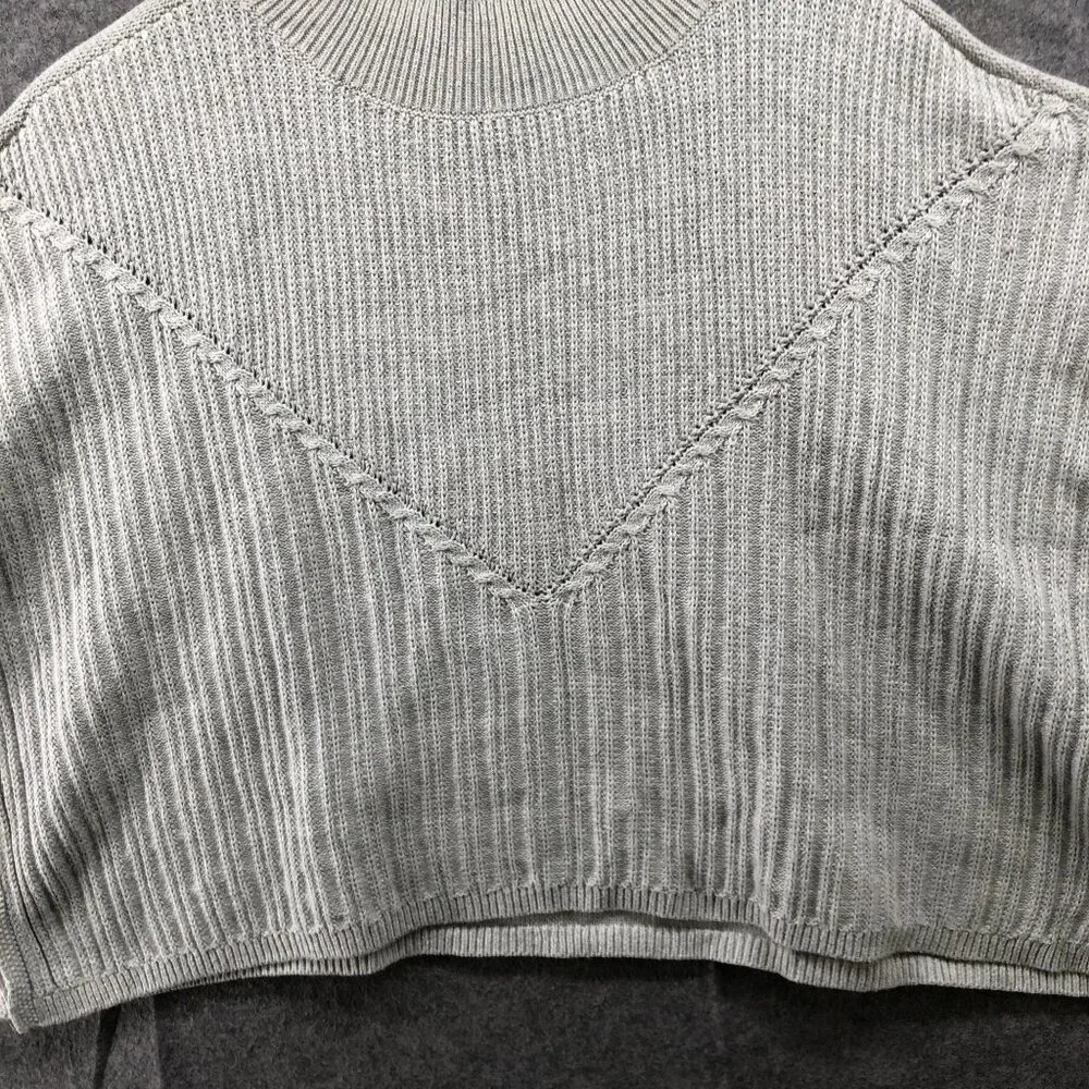 Gap Kids Girls Size 8 (M)‎ Poncho Sweater Cotton Light Gray Pullover Cable